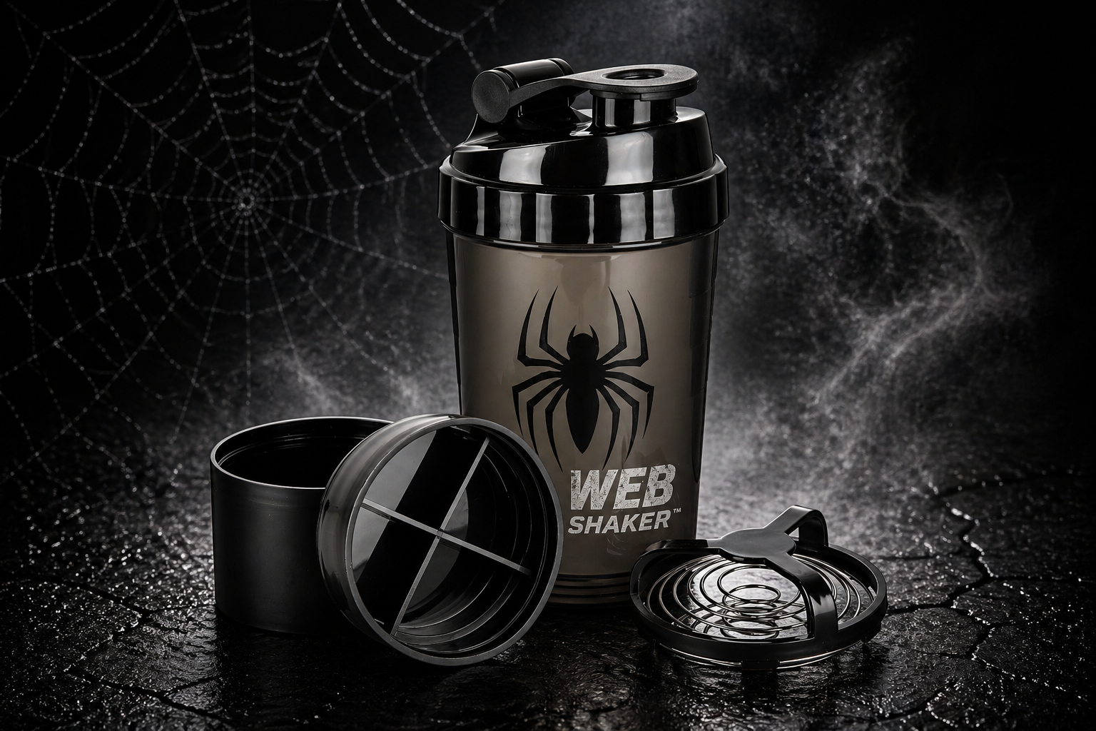 Spider Shaker Black – premium gym shaker bottle